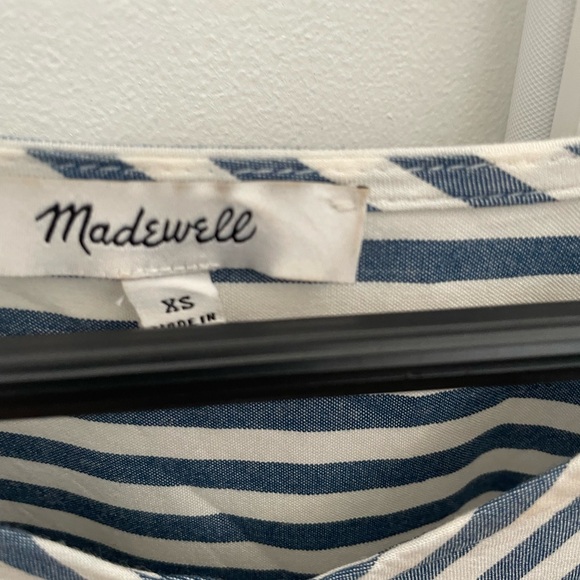 Madewell Striped Montery Top Blouse Blue and White, sz XS - Picture 4 of 5